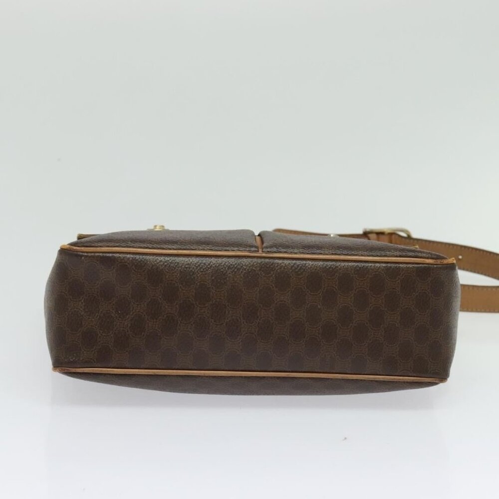 Authentic CELINE Macadam Canvas Shoulder Bag PVC Leather Brown Gold - Picture 12 of 16
